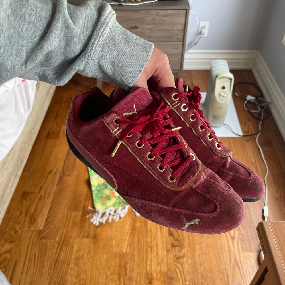 Puma Red Sneakers Velvet Finish Casual